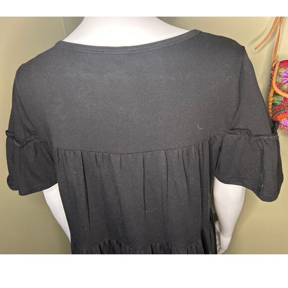 J. Crew Black Dress Short Tiered Flutter Sleeve Casual Knit NWT Size Small - Picture 10 of 10